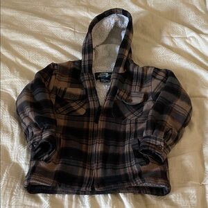 Desire Collection Kids Plaid Hoodie - Black and Brown